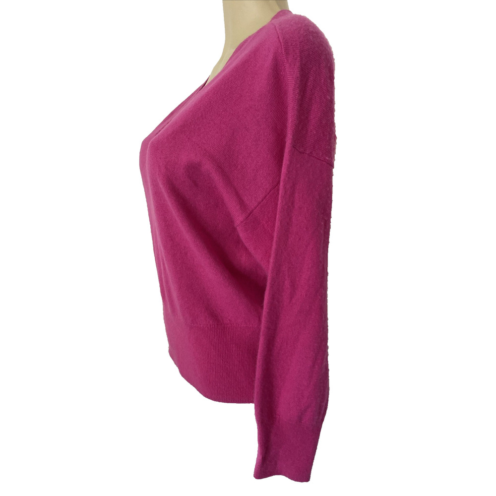 MAX&MOI Amour Sweater V Neck Cashmere Fuchsia Purple Pink Long Sleeve Piata M - Picture 3 of 9